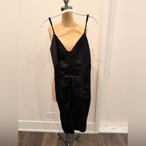 Helmut Lang Black Satin Slip Dress with Knotted details on the straps